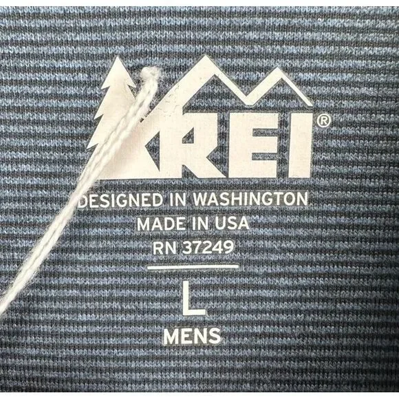 REI Pullover Shirt Adult Large Blue Striped Half Zip Workout Hiking Athletic Men